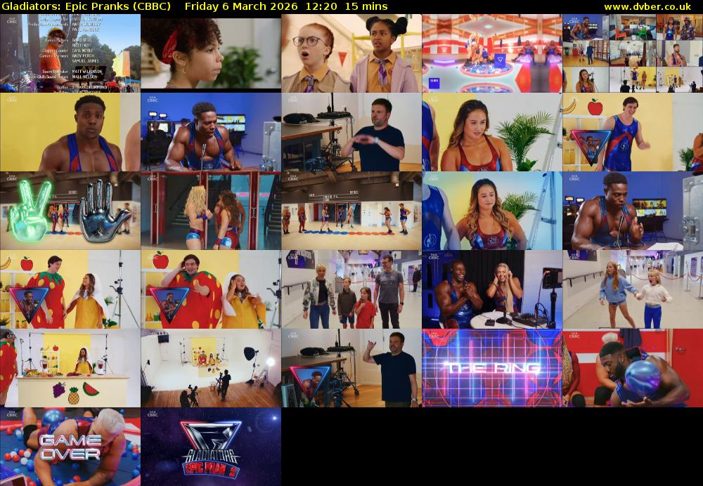 Gladiators: Epic Pranks (CBBC) Friday 6 March 2026 12:20 - 12:35