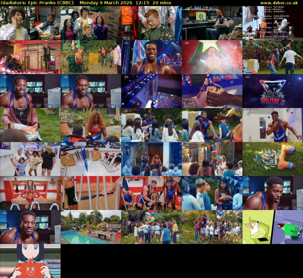 Gladiators: Epic Pranks (CBBC) Monday 9 March 2026 12:15 - 12:35