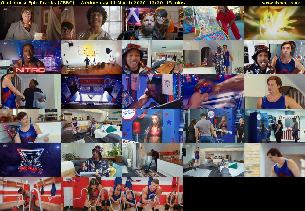 Gladiators: Epic Pranks (CBBC) Wednesday 11 March 2026 12:20 - 12:35