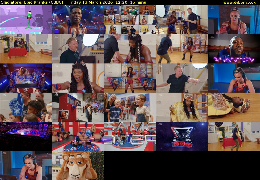 Gladiators: Epic Pranks (CBBC) Friday 13 March 2026 12:20 - 12:35