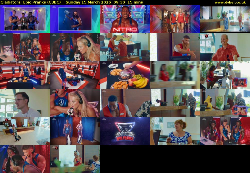 Gladiators: Epic Pranks (CBBC) Sunday 15 March 2026 09:30 - 09:45