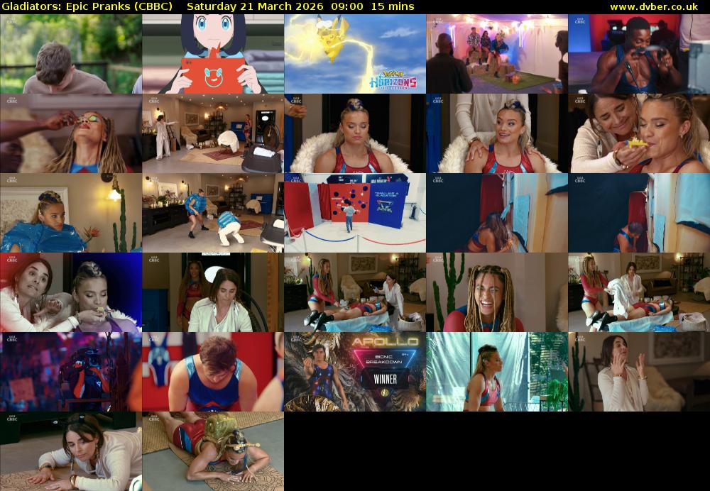 Gladiators: Epic Pranks (CBBC) Saturday 21 March 2026 09:00 - 09:15