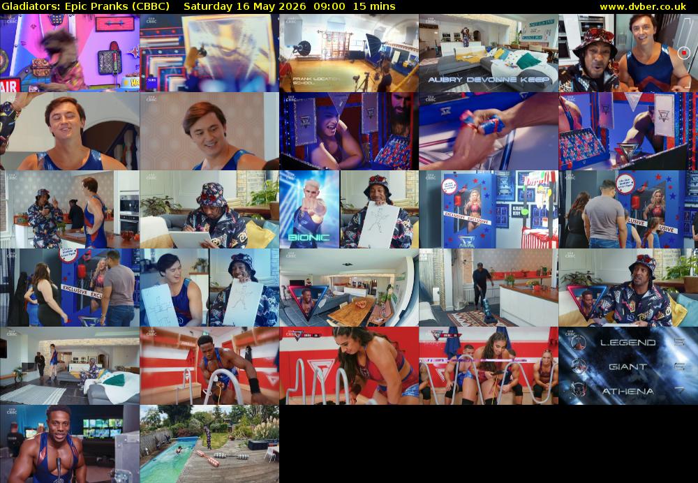 Gladiators: Epic Pranks (CBBC) Saturday 16 May 2026 09:00 - 09:15