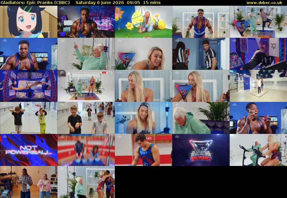 Gladiators: Epic Pranks (CBBC) Saturday 6 June 2026 09:05 - 09:20