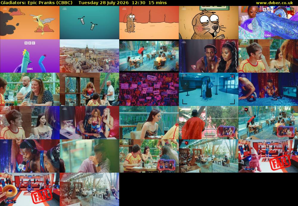 Gladiators: Epic Pranks (CBBC) Tuesday 28 July 2026 12:30 - 12:45