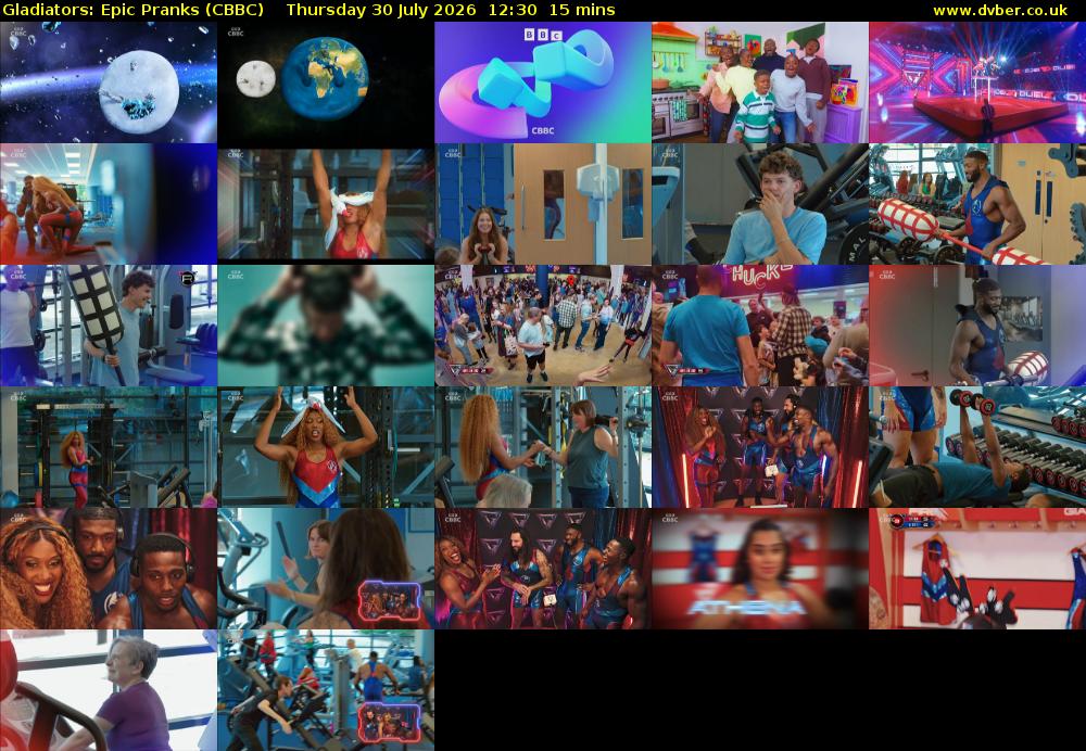 Gladiators: Epic Pranks (CBBC) Thursday 30 July 2026 12:30 - 12:45