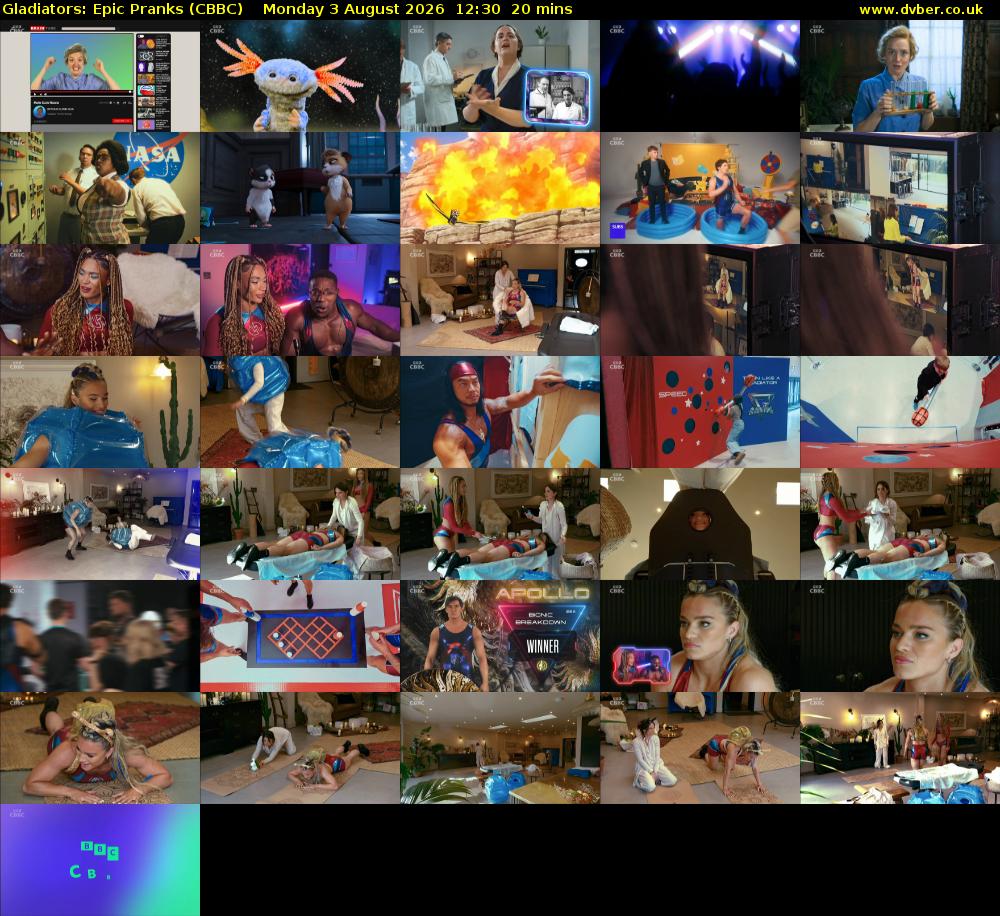 Gladiators: Epic Pranks (CBBC) Monday 3 August 2026 12:30 - 12:50