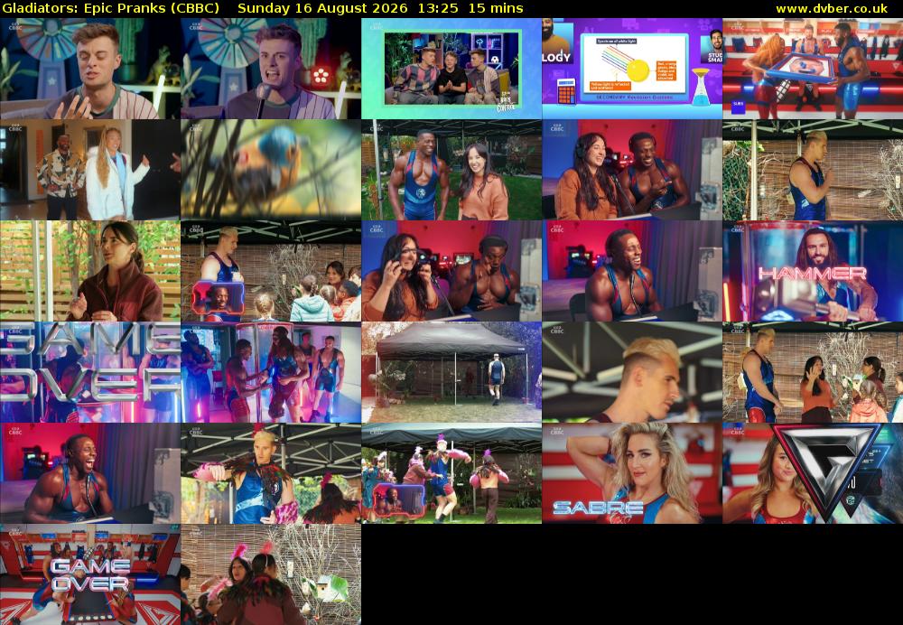 Gladiators: Epic Pranks (CBBC) Sunday 16 August 2026 13:25 - 13:40