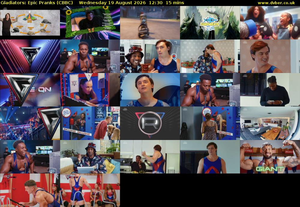 Gladiators: Epic Pranks (CBBC) Wednesday 19 August 2026 12:30 - 12:45