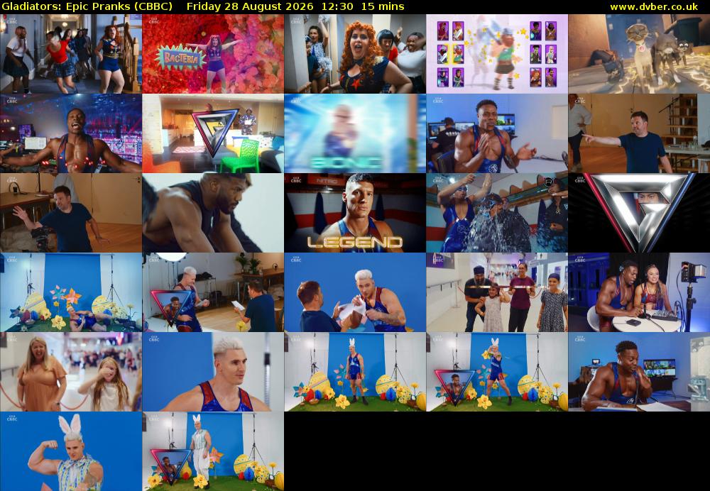 Gladiators: Epic Pranks (CBBC) Friday 28 August 2026 12:30 - 12:45