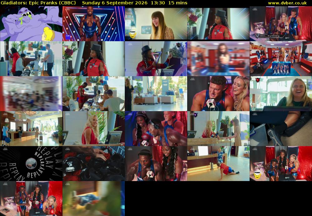 Gladiators: Epic Pranks (CBBC) Sunday 6 September 2026 13:30 - 13:45