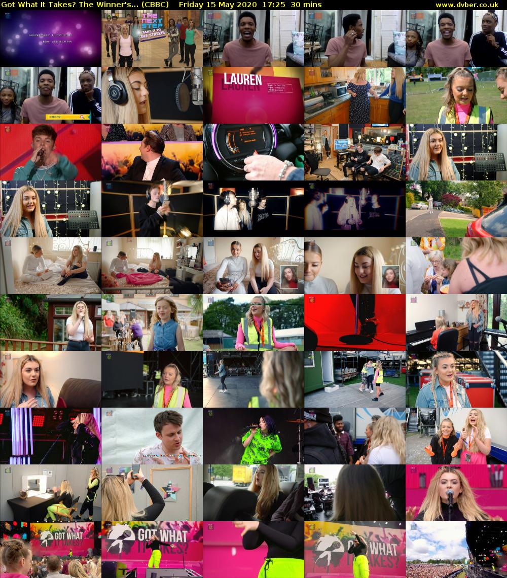 Got What It Takes? The Winner's... (CBBC) Friday 15 May 2020 17:25 - 17:55