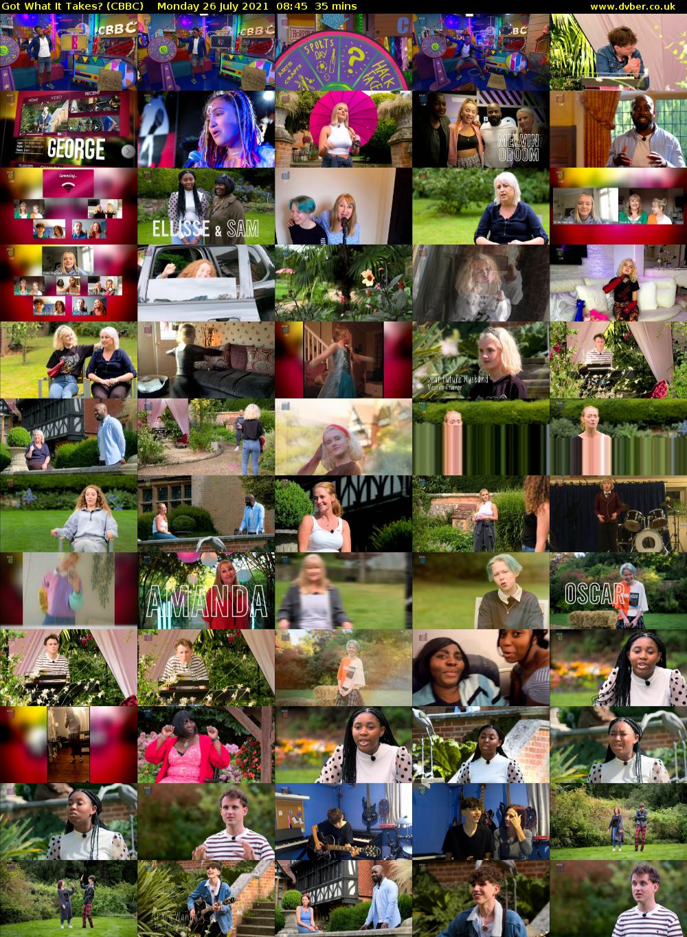 Got What It Takes? (CBBC) Monday 26 July 2021 08:45 - 09:20