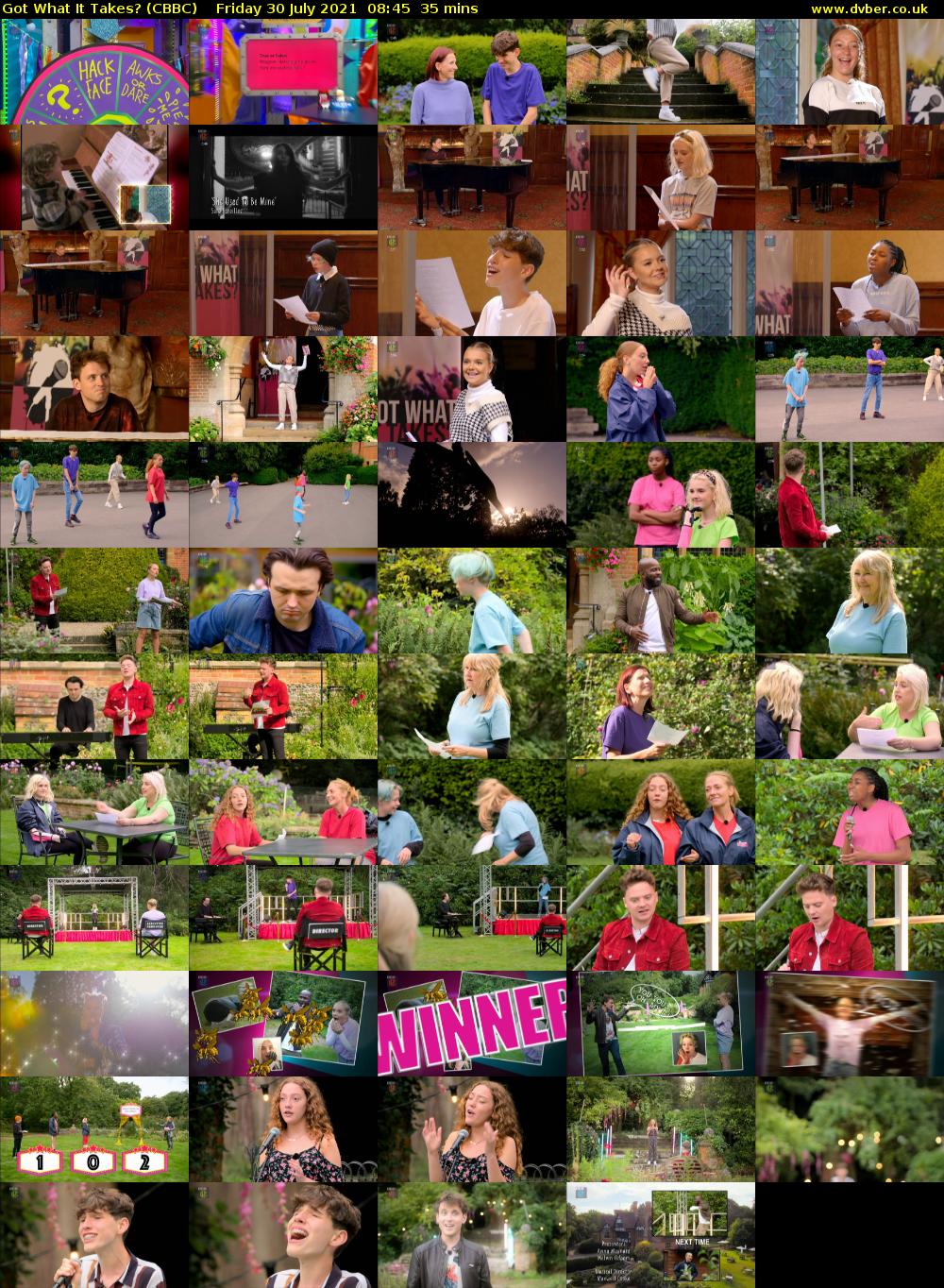 Got What It Takes? (CBBC) Friday 30 July 2021 08:45 - 09:20