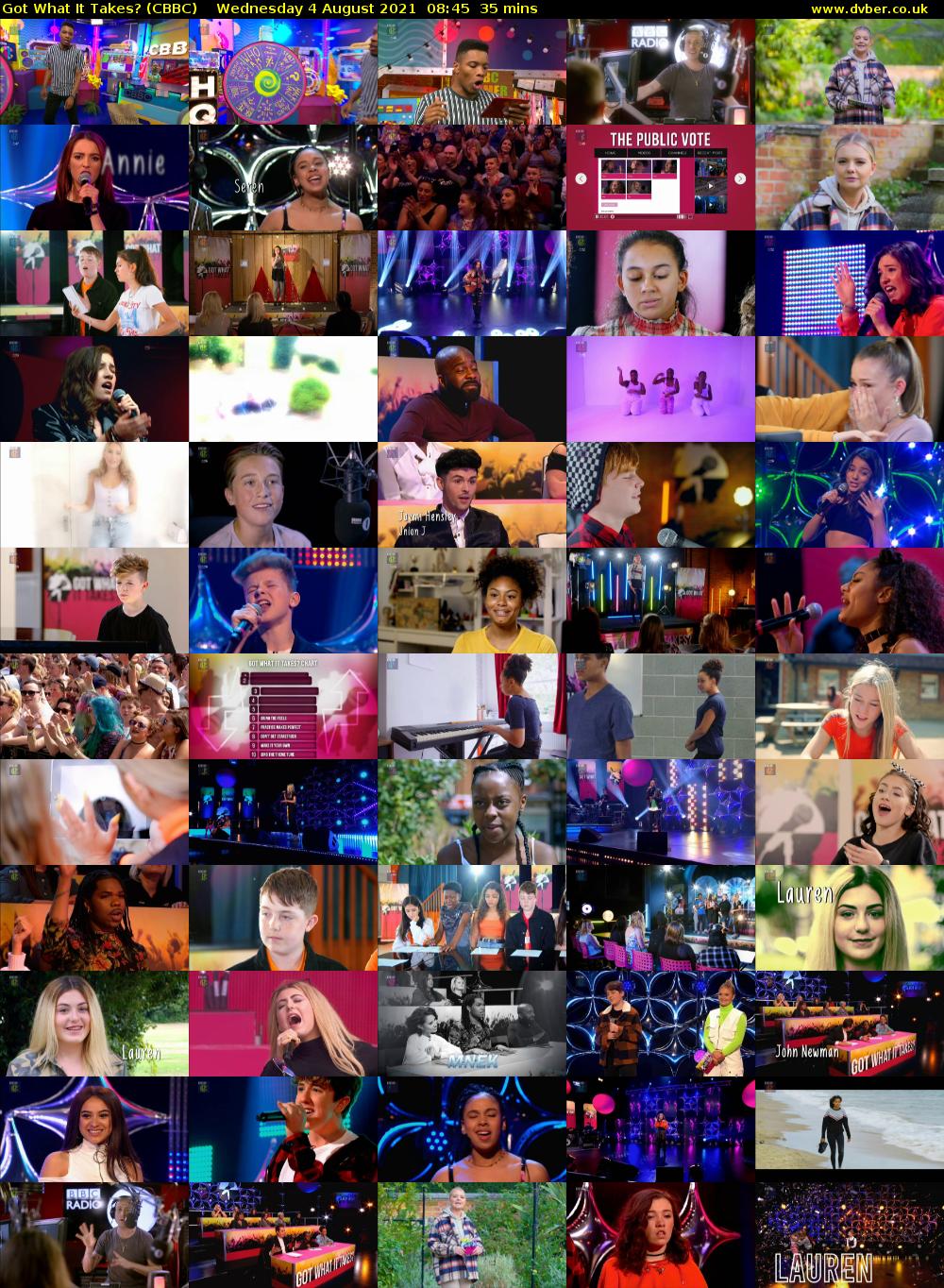 Got What It Takes? (CBBC) Wednesday 4 August 2021 08:45 - 09:20