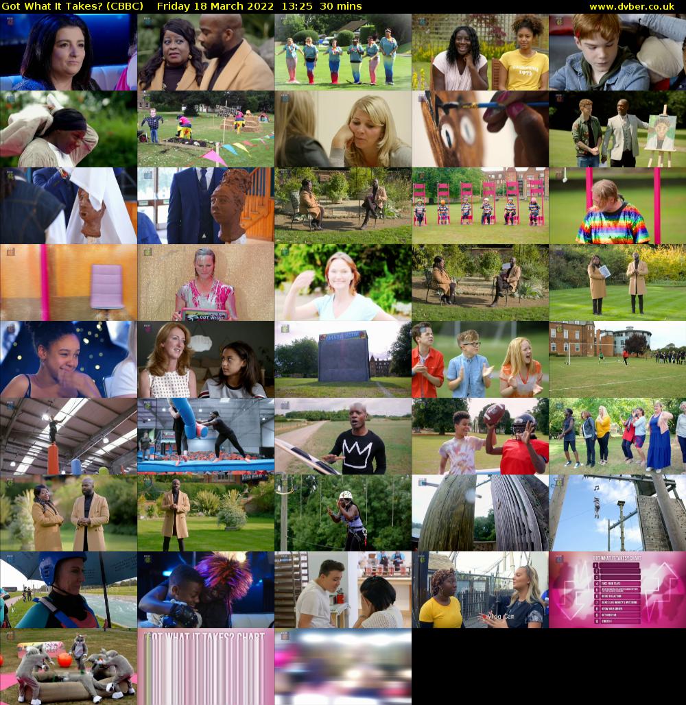 Got What It Takes? (CBBC) Friday 18 March 2022 13:25 - 13:55