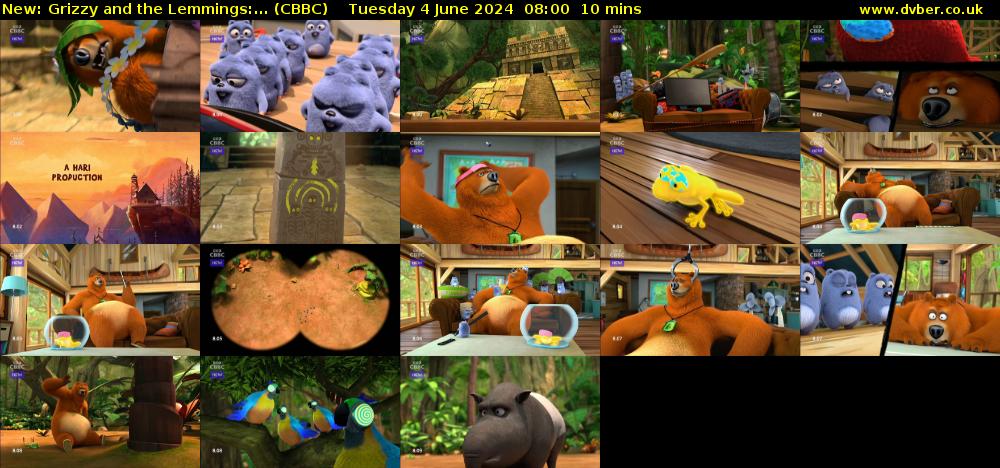 Grizzy and the Lemmings:... (CBBC) Tuesday 4 June 2024 08:00 - 08:10