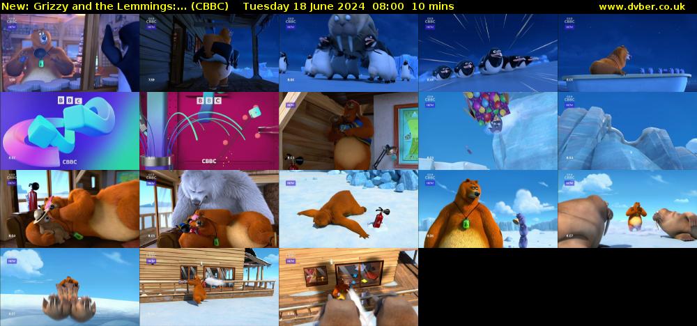 Grizzy and the Lemmings:... (CBBC) Tuesday 18 June 2024 08:00 - 08:10
