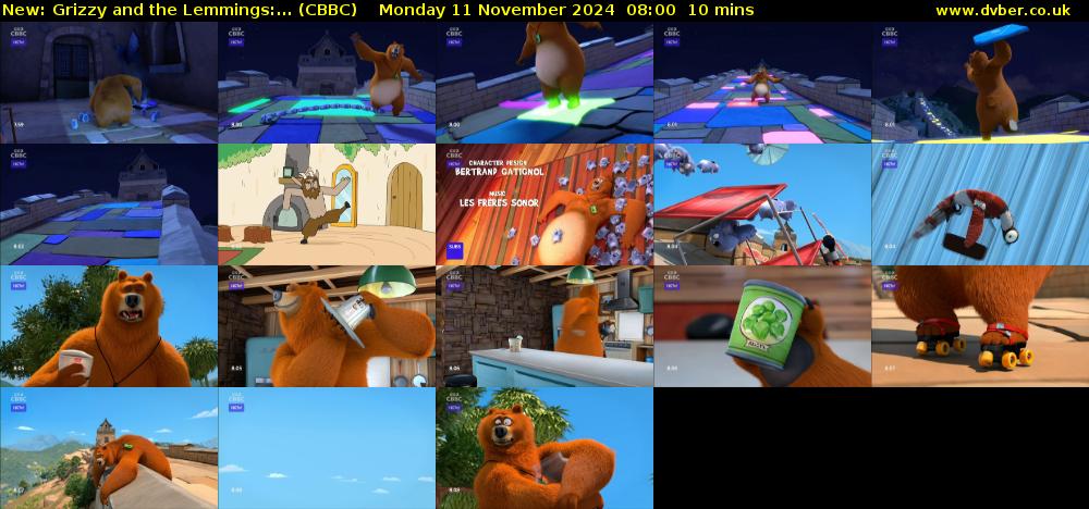 Grizzy and the Lemmings:... (CBBC) Monday 11 November 2024 08:00 - 08:10