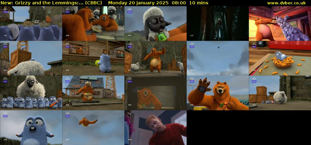 Grizzy and the Lemmings:... (CBBC) Monday 20 January 2025 08:00 - 08:10