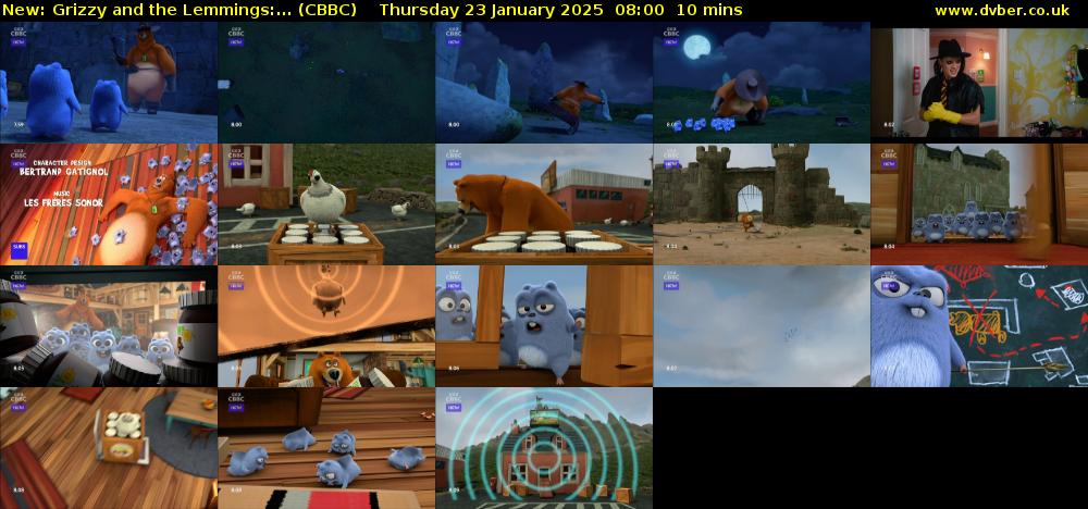 Grizzy and the Lemmings:... (CBBC) Thursday 23 January 2025 08:00 - 08:10