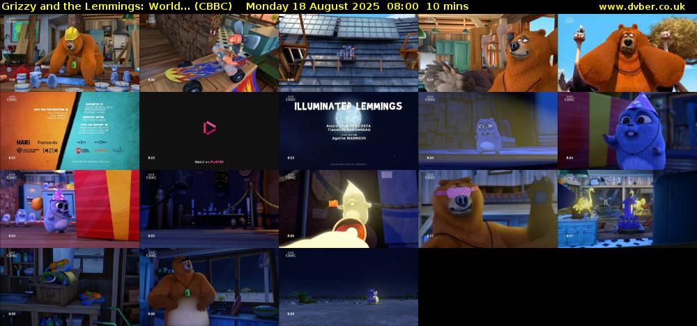 Grizzy and the Lemmings: World... (CBBC) Monday 18 August 2025 08:00 - 08:10