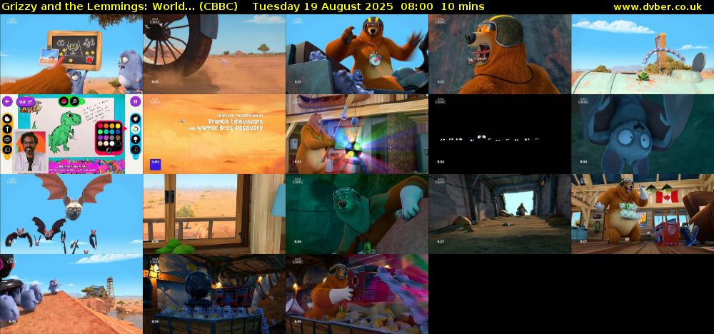 Grizzy and the Lemmings: World... (CBBC) Tuesday 19 August 2025 08:00 - 08:10
