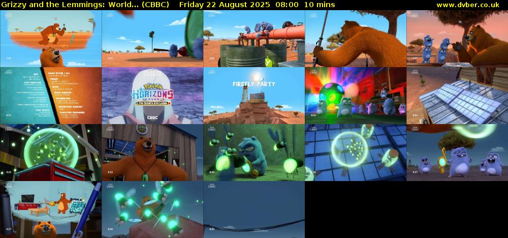 Grizzy and the Lemmings: World... (CBBC) Friday 22 August 2025 08:00 - 08:10