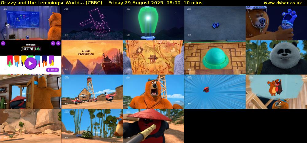 Grizzy and the Lemmings: World... (CBBC) Friday 29 August 2025 08:00 - 08:10
