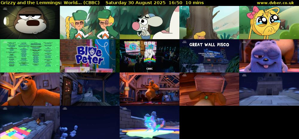 Grizzy and the Lemmings: World... (CBBC) Saturday 30 August 2025 16:50 - 17:00