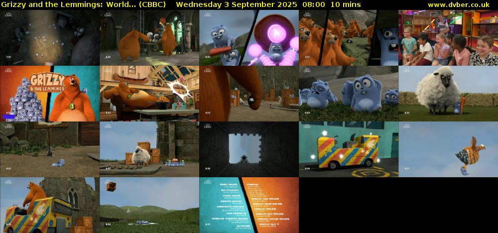 Grizzy and the Lemmings: World... (CBBC) Wednesday 3 September 2025 08:00 - 08:10