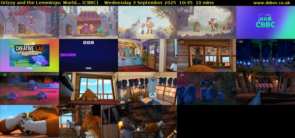 Grizzy and the Lemmings: World... (CBBC) Wednesday 3 September 2025 10:45 - 10:55