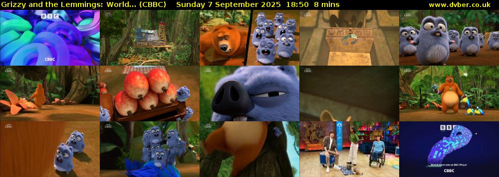 Grizzy and the Lemmings: World... (CBBC) Sunday 7 September 2025 18:50 - 18:58