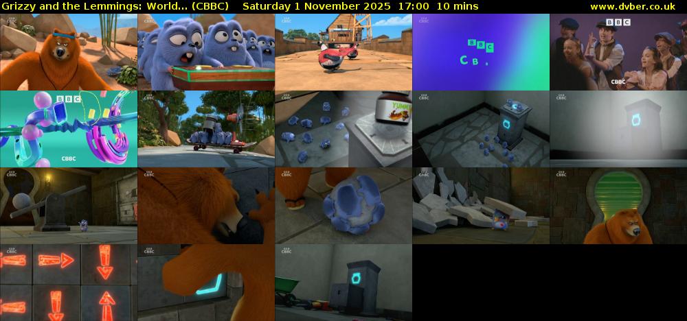Grizzy and the Lemmings: World... (CBBC) Saturday 1 November 2025 17:00 - 17:10