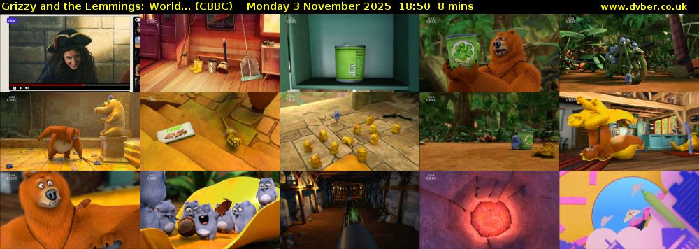 Grizzy and the Lemmings: World... (CBBC) Monday 3 November 2025 18:50 - 18:58