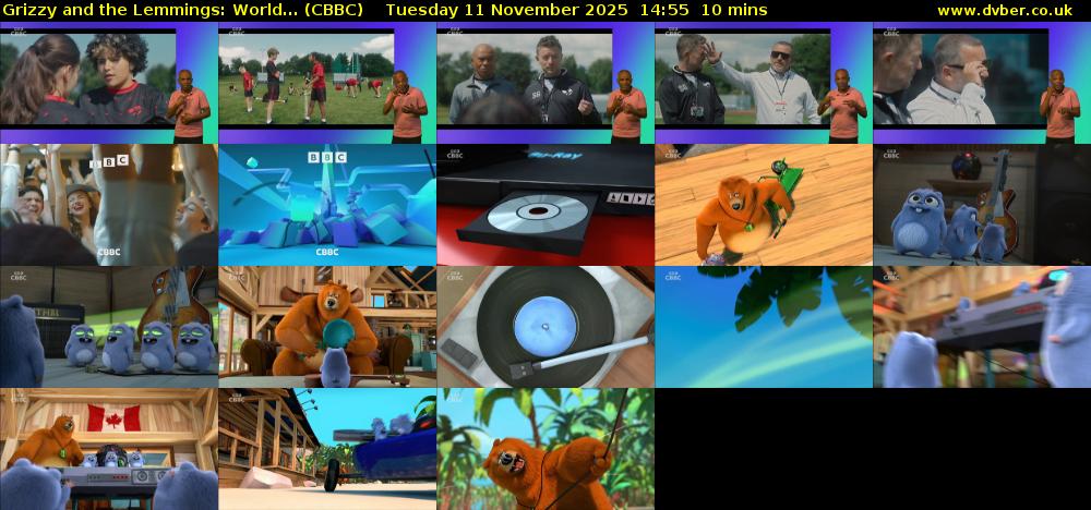 Grizzy and the Lemmings: World... (CBBC) Tuesday 11 November 2025 14:55 - 15:05