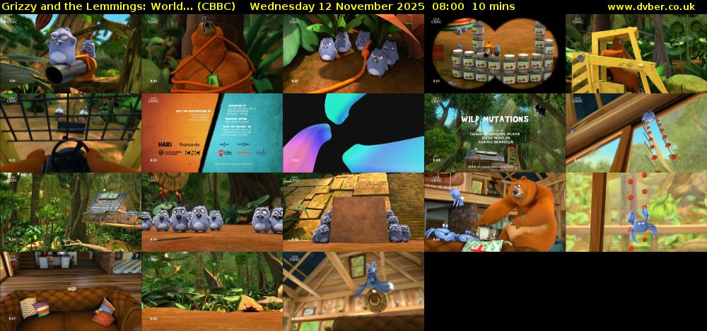 Grizzy and the Lemmings: World... (CBBC) Wednesday 12 November 2025 08:00 - 08:10