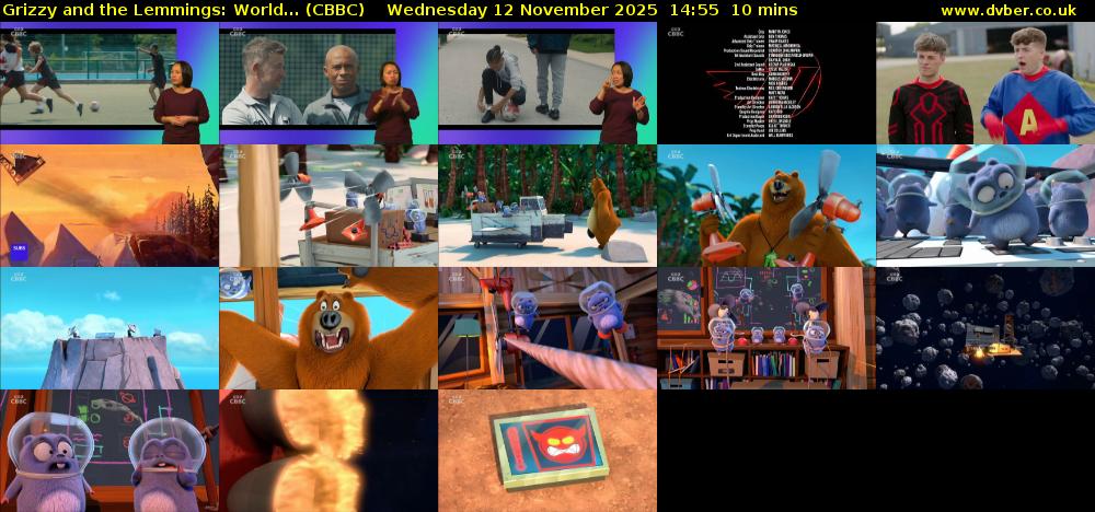 Grizzy and the Lemmings: World... (CBBC) Wednesday 12 November 2025 14:55 - 15:05