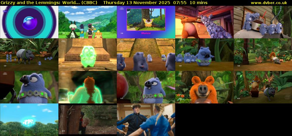 Grizzy and the Lemmings: World... (CBBC) Thursday 13 November 2025 07:55 - 08:05
