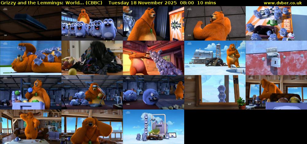 Grizzy and the Lemmings: World... (CBBC) Tuesday 18 November 2025 08:00 - 08:10