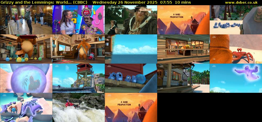 Grizzy and the Lemmings: World... (CBBC) Wednesday 26 November 2025 07:55 - 08:05