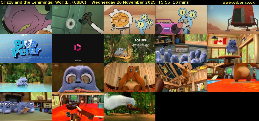Grizzy and the Lemmings: World... (CBBC) Wednesday 26 November 2025 15:55 - 16:05