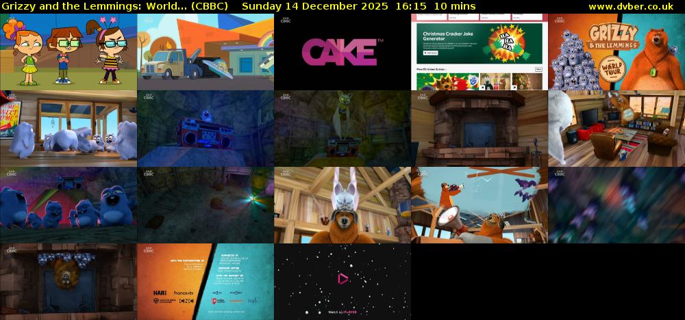 Grizzy and the Lemmings: World... (CBBC) Sunday 14 December 2025 16:15 - 16:25