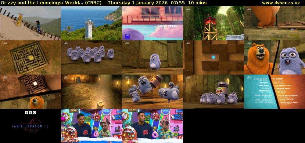 Grizzy and the Lemmings: World... (CBBC) Thursday 1 January 2026 07:55 - 08:05
