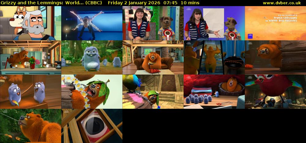 Grizzy and the Lemmings: World... (CBBC) Friday 2 January 2026 07:45 - 07:55