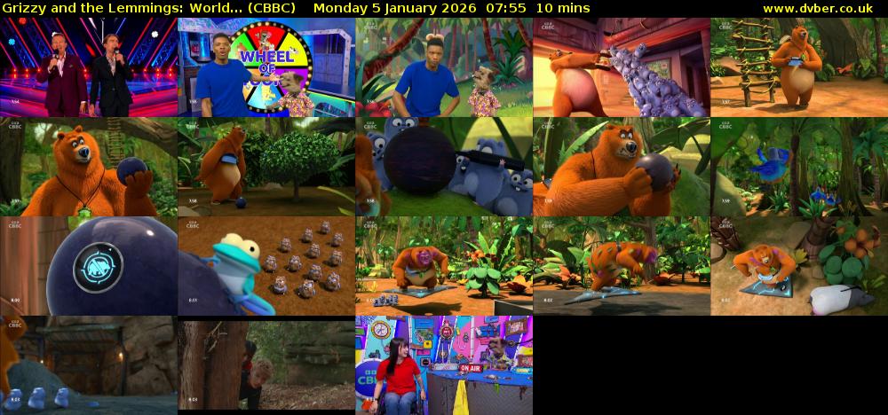 Grizzy and the Lemmings: World... (CBBC) Monday 5 January 2026 07:55 - 08:05