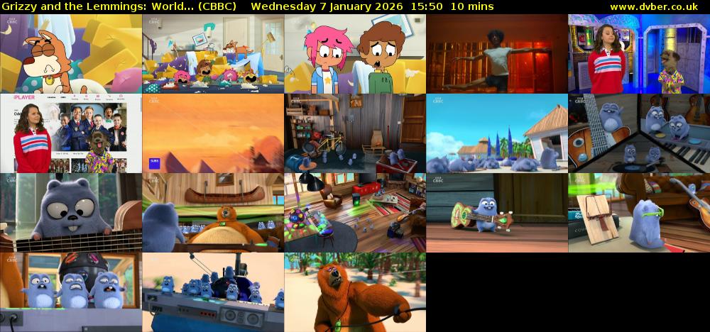 Grizzy and the Lemmings: World... (CBBC) Wednesday 7 January 2026 15:50 - 16:00