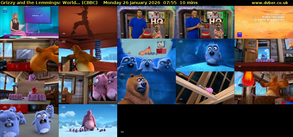 Grizzy and the Lemmings: World... (CBBC) Monday 26 January 2026 07:55 - 08:05