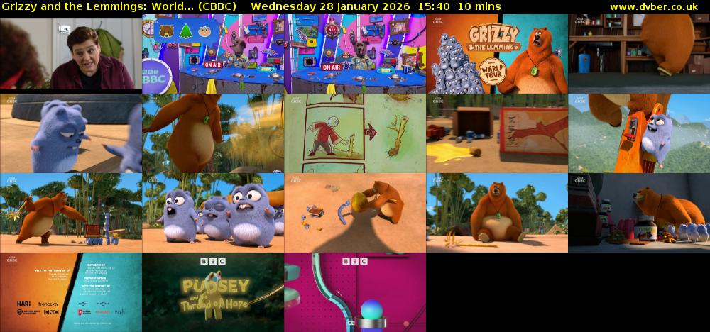 Grizzy and the Lemmings: World... (CBBC) Wednesday 28 January 2026 15:40 - 15:50