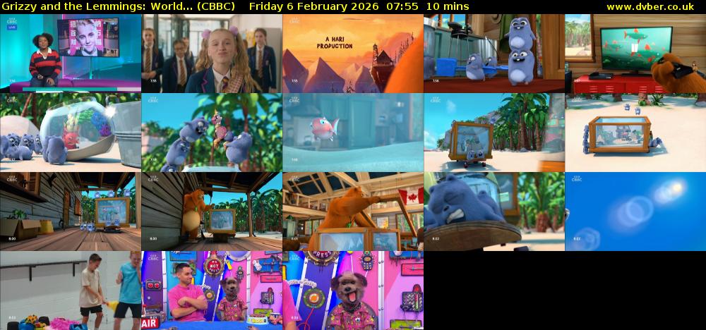Grizzy and the Lemmings: World... (CBBC) Friday 6 February 2026 07:55 - 08:05